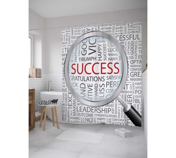 Штора (занавеска) для ванной JoyArty из сатена, 180х200 см с крючками sc_36227 1