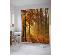 Штора (занавеска) для ванной JoyArty "Осенний лес" из сатена, 180х200 см с крючками, sc_37689