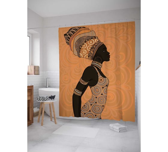 Штора (занавеска) для ванной JoyArty из сатена, 180х200 см с крючками sc_36745 1