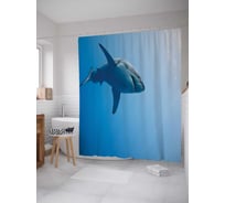Штора (занавеска) для ванной JoyArty "Белая акула" из сатена, 180х200 см с крючками, sc_38029