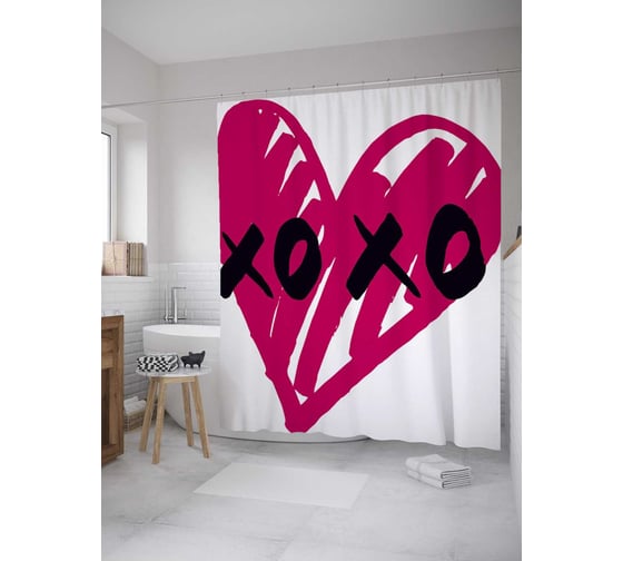 Штора (занавеска) для ванной JoyArty из сатена, 180х200 см с крючками sc_36429