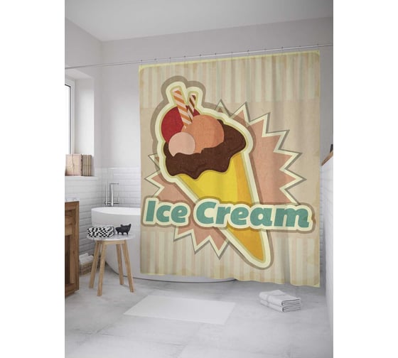 Штора (занавеска) для ванной JoyArty из сатена, 180х200 см с крючками sc_36332