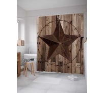 Штора (занавеска) для ванной JoyArty "Техасская звезда" из сатена, 180х200 см с крючками, sc_3779