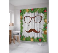 Штора (занавеска) для ванной JoyArty "Новогодний Пуаро" из сатена, 180х200 см с крючками, sc_5712