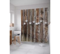 Штора (занавеска) для ванной JoyArty "Звезды на веревочках" из сатена, 180х200 см с крючками, sc_37698