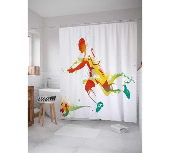 Штора (занавеска) для ванной JoyArty из сатена, 180х200 см с крючками sc_37271 1