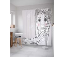 Штора (занавеска) для ванной JoyArty из сатена, 180х200 см с крючками sc_37296