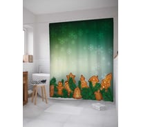 Штора (занавеска) для ванной JoyArty "Имбирные сладости" из сатена, 180х200 см с крючками, sc_38336