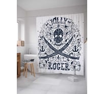 Штора (занавеска) для ванной JoyArty "Джолли Роджер" из сатена, 180х200 см с крючками, sc_4705