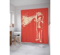 Штора (занавеска) для ванной JoyArty "Абстрактный крик" из сатена, 180х200 см с крючками, sc_38564