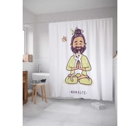 Штора (занавеска) для ванной JoyArty "Йога с котом" из сатена, 180х200 см с крючками, sc_38571