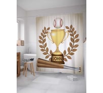 Штора (занавеска) для ванной JoyArty "Кубок по бейсболу" из сатена, 180х200 см с крючками, sc_3961