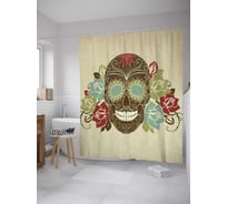 Штора (занавеска) для ванной JoyArty "Цветы на день поминовения" из сатена, 180х200 см с крючками, sc_35939