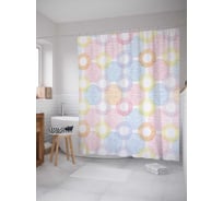 Штора (занавеска) для ванной JoyArty "Кольца и круги" из сатена, 180х200 см с крючками, sc_38087
