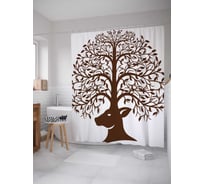 Штора (занавеска) для ванной JoyArty "Дерево плодородия" из сатена, 180х200 см с крючками, sc_37640