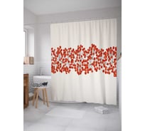 Штора (занавеска) для ванной JoyArty "Рябиновый шлейф" из сатена, 180х200 см с крючками, sc_38411