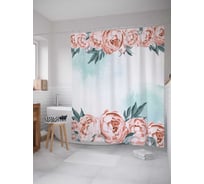 Штора (занавеска) для ванной JoyArty "Обрамление розами" из сатена, 180х200 см с крючками, sc_33024
