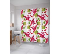 Штора (занавеска) для ванной JoyArty "Гроздья калины" из сатена, 180х200 см с крючками, sc_38389