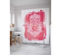 Штора (занавеска) для ванной JoyArty "Ладонь медитации" из сатена, 180х200 см с крючками, sc_38623