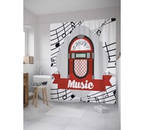 Штора (занавеска) для ванной JoyArty "Музыка винила" из сатена, 180х200 см с крючками, sc_34583