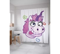 Штора (занавеска) для ванной JoyArty "Сумасшедший пони" из сатена, 180х200 см с крючками, sc_38573