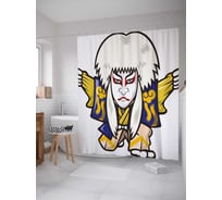 Штора (занавеска) для ванной JoyArty "Кабуки аниме" из сатена, 180х200 см с крючками, sc_37829