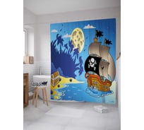 Штора (занавеска) для ванной JoyArty "Ночью у острова" из сатена, 180х200 см с крючками, sc_38224