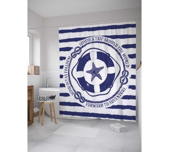 Штора (занавеска) для ванной JoyArty из сатена, 180х200 см с крючками sc_35884 1