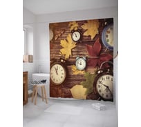 Штора (занавеска) для ванной JoyArty "Будильники" из сатена, 180х200 см с крючками, sc_37686