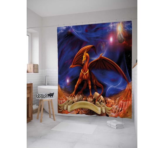 Штора (занавеска) для ванной JoyArty из сатена, 180х200 см с крючками sc_36670