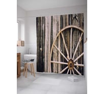 Штора (занавеска) для ванной JoyArty "Колесо телеги" из сатена, 180х200 см с крючками, sc_38263