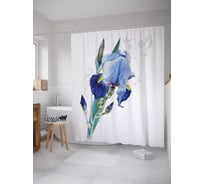 Штора (занавеска) для ванной JoyArty "Акварельные ирисы" из сатена, 180х200 см с крючками, sc_38002