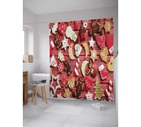 Штора (занавеска) для ванной JoyArty "Пряники и печенья" из сатена, 180х200 см с крючками, sc_38338