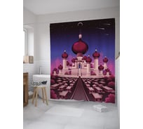 Штора (занавеска) для ванной JoyArty "Замок Аладдина город Аграба" из сатена, 180х200 см с крючками, sc_59420
