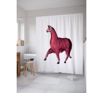 Штора (занавеска) для ванной JoyArty "Танцующая лама" из сатена, 180х200 см с крючками, sc_53960