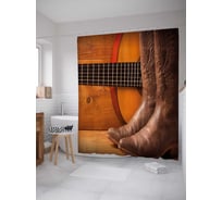 Штора (занавеска) для ванной JoyArty "Музыка ковбоя" из сатена, 180х200 см с крючками, sc_37921