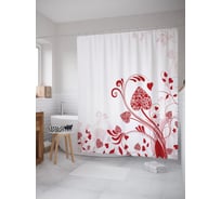 Штора (занавеска) для ванной JoyArty "Сердечные узоры" из сатена, 180х200 см с крючками, sc_52796