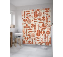 Штора (занавеска) для ванной JoyArty "Культурные артефакты Мексики" из сатена, 180х200 см с крючками, sc_59451