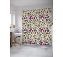 Штора (занавеска) для ванной JoyArty "Цветные снежинки" из сатена, 180х200 см с крючками, sc_52593