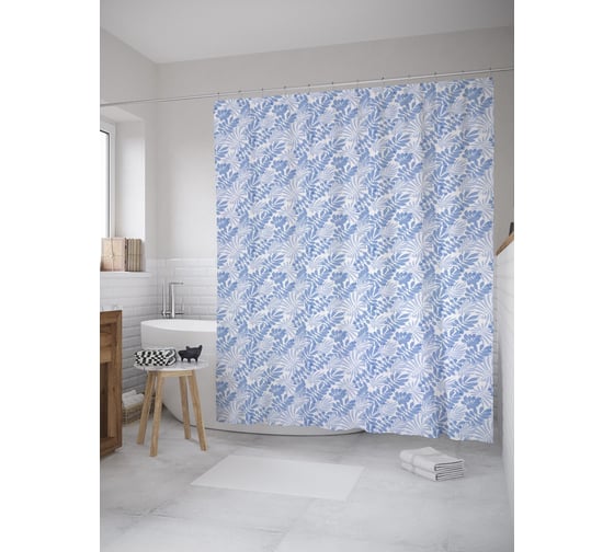 Штора (занавеска) для ванной JoyArty из сатена, 180х200 см с крючками sc_60682 1