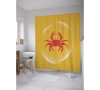 Штора (занавеска) для ванной JoyArty "Краб в пузыре" из сатена, 180х200 см с крючками, sc_55228