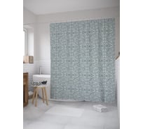 Штора (занавеска) для ванной JoyArty "Листья и цветы" из сатена, 180х200 см с крючками, sc_60684