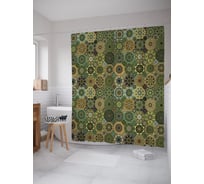 Штора (занавеска) для ванной JoyArty "Коллекция мини мандалы" из сатена, 180х200 см с крючками, sc_58095
