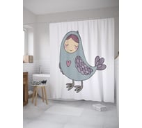 Штора (занавеска) для ванной JoyArty "Птица с женским лицом" из сатена, 180х200 см с крючками, sc_59833