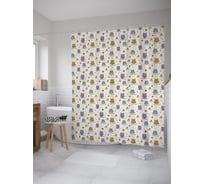 Штора (занавеска) для ванной JoyArty "Совы на ветках" из сатена, 180х200 см с крючками, sc_59953