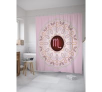 Штора (занавеска) для ванной JoyArty "Знак Скорпиона в мандале" из сатена, 180х200 см с крючками, sc_60274