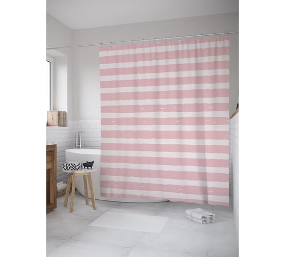 Штора (занавеска) для ванной JoyArty "Полосы гранж" из сатена, 180х200 см с крючками, sc_59939 1