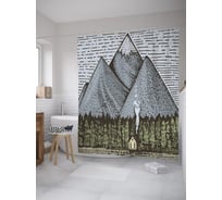 Штора (занавеска) для ванной JoyArty "Сторожка на опушке" из сатена, 180х200 см с крючками, sc_60642
