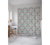 Штора (занавеска) для ванной JoyArty "Геометрический калейдоскоп" из сатена, 180х200 см с крючками, sc_58437