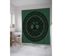 Штора (занавеска) для ванной JoyArty "Японский орнамент" из сатена, 180х200 см с крючками, sc_60008